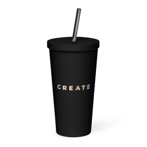 Insulated Tumbler With  A Straw