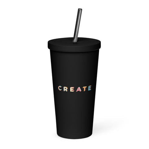 Insulated Tumbler With  A Straw